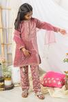 Buy_Fairies Forever_Pink Velvet Embroidery, Zari, Sequins Kurta Pant Set _at_Aza_Fashions