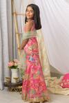 Buy_Fairies Forever_Pink Silk, Organza Mirrors, Gota Patti, Pom-poms Abstract Print Kurta Set _Online_at_Aza_Fashions