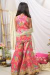 Shop_Fairies Forever_Pink Silk, Organza Mirrors, Gota Patti, Pom-poms Abstract Print Kurta Set _at_Aza_Fashions