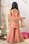 Shop_Fairies Forever_Peach Tissue Gota Patti, Metallic Thread, Zari, Embroidered Kurta Sharara Set _at_Aza_Fashions
