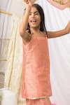 Shop_Fairies Forever_Peach Tissue Gota Patti, Metallic Thread, Zari, Embroidered Kurta Sharara Set _Online_at_Aza_Fashions