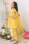 Fairies Forever_Yellow Chanderi Cotton, Organza Embroidery, Gota Patti, Zari Yoke Kurta Set _Online_at_Aza_Fashions