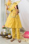 Buy_Fairies Forever_Yellow Chanderi Cotton, Organza Embroidery, Gota Patti, Zari Yoke Kurta Set _Online_at_Aza_Fashions