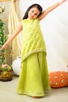 Buy_Fairies Forever_Green Silk Sequins, Embroidery Kurta With Sharara _at_Aza_Fashions