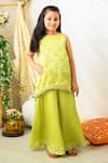 Shop_Fairies Forever_Green Silk Sequins, Embroidery Kurta With Sharara _Online_at_Aza_Fashions