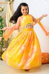 Buy_Fairies Forever_Yellow Net Sequins, Tassels, Embroidery Tie Dye Lehenga Set _at_Aza_Fashions