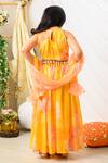 Shop_Fairies Forever_Yellow Net Sequins, Tassels, Embroidery Tie Dye Lehenga Set _at_Aza_Fashions