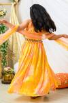Shop_Fairies Forever_Yellow Net Sequins, Tassels, Embroidery Tie Dye Lehenga Set _Online_at_Aza_Fashions