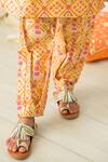 Fairies Forever_Yellow Cotton Mirrors, Tassels Patola Print Kurta And Pant Set _Online_at_Aza_Fashions