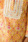 Fairies Forever_Yellow Cotton Mirrors, Tassels Patola Print Kurta And Pant Set _at_Aza_Fashions