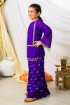 Shop_Fairies Forever_Purple Silk Gota Patti, Beads, Embroidery Short Kurta With Palazzo _Online_at_Aza_Fashions