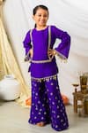 Buy_Fairies Forever_Purple Silk Gota Patti, Beads, Embroidery Short Kurta With Palazzo _at_Aza_Fashions