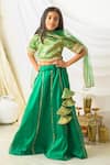 Buy_Fairies Forever_Green Silk, Net Zari, Embroidery, Lace, Gota Patti, Tassels Lehenga Set _Online_at_Aza_Fashions