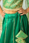 Shop_Fairies Forever_Green Silk, Net Zari, Embroidery, Lace, Gota Patti, Tassels Lehenga Set _Online_at_Aza_Fashions