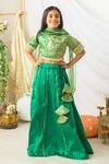 Buy_Fairies Forever_Green Silk, Net Zari, Embroidery, Lace, Gota Patti, Tassels Lehenga Set _at_Aza_Fashions