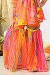 Buy_Fairies Forever_Orange Georgette Tassels Leheriya Pattern Peplum Kurta And Sharara Set _Online_at_Aza_Fashions