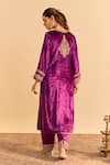 Shop_Sheetal Batra_Purple Velvet, Silk Embroidery, Pearls, Gota Patti Fareeha Kurta With Salwar _at_Aza_Fashions