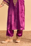Buy_Sheetal Batra_Purple Velvet, Silk Embroidery, Pearls, Gota Patti Fareeha Kurta With Salwar _Online_at_Aza_Fashions