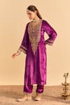 Buy_Sheetal Batra_Purple Velvet, Silk Embroidery, Pearls, Gota Patti Fareeha Kurta With Salwar _at_Aza_Fashions