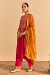 Buy_Sheetal Batra_Pink Velvet, Silk Embroidery, Pearls, Gota Patti Fareeha Kurta With Salwar _Online_at_Aza_Fashions