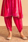 Sheetal Batra_Pink Velvet, Silk Pearls, Sequins, Gota Patti, Ziara Kurta With Dhoti Pant _Online_at_Aza_Fashions