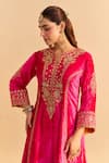 Shop_Sheetal Batra_Pink Velvet, Silk Pearls, Sequins, Gota Patti, Ziara Kurta With Dhoti Pant _Online_at_Aza_Fashions