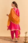 Shop_Sheetal Batra_Pink Velvet, Silk Embroidery, Pearls, Amal Choga Kurta With Tulip Dhoti Pant _at_Aza_Fashions