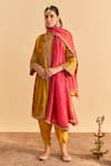 Buy_Sheetal Batra_Yellow Velvet, Silk, Tissue Pearls, Sequins, Amal Choga Kurta Dhoti Pant Set _at_Aza_Fashions