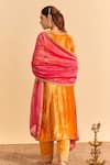 Shop_Sheetal Batra_Orange Velvet, Silk Embroidery, Pearls, Sequins, Azmiya Choga Kurta With Salwar _at_Aza_Fashions