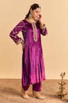 Shop_Sheetal Batra_Purple Velvet, Silk Embroidery, Sequins, Pearls, Azmiya Choga Kurta With Salwar _at_Aza_Fashions