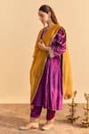 Buy_Sheetal Batra_Purple Velvet, Silk Embroidery, Sequins, Pearls, Azmiya Choga Kurta With Salwar _Online_at_Aza_Fashions