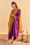 Shop_Sheetal Batra_Purple Velvet, Silk, Tissue Embroidery, Pearls, Azmiya Choga Kurta Salwar Set _at_Aza_Fashions