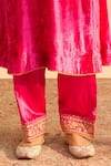 Buy_Sheetal Batra_Pink Velvet, Silk Pearls, Sequins, Gota Patti, Azmiya Choga Kurta With Salwar _Online_at_Aza_Fashions
