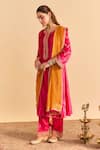 Sheetal Batra_Pink Velvet, Silk Pearls, Sequins, Gota Patti, Azmiya Choga Kurta With Salwar _at_Aza_Fashions