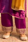 Sheetal Batra_Purple Velvet, Silk Embroidery, Sequins, Pearls, Gota Aynaz Kurta And Salwar Set _at_Aza_Fashions