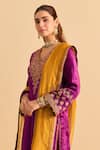 Sheetal Batra_Purple Velvet, Silk, Tissue Embroidery, Pearls, Sequins, Aynaz Kurta Salwar Set _Online_at_Aza_Fashions