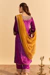 Shop_Sheetal Batra_Purple Velvet, Silk, Tissue Embroidery, Pearls, Sequins, Aynaz Kurta Salwar Set _at_Aza_Fashions