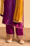Shop_Sheetal Batra_Purple Velvet, Silk, Tissue Embroidery, Pearls, Sequins, Aynaz Kurta Salwar Set _Online_at_Aza_Fashions