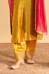 Shop_Sheetal Batra_Yellow Velvet, Silk Embroidery, Pearls, Sequins, Gota Aynaz Kurta With Salwar _Online_at_Aza_Fashions