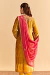 Shop_Sheetal Batra_Yellow Velvet, Silk Embroidery, Pearls, Sequins, Gota Aynaz Kurta With Salwar _at_Aza_Fashions