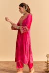 Buy_Sheetal Batra_Pink Velvet, Silk Pearls, Sequins, Gota Patti, Aynaz Kurta And Salwar Set _Online_at_Aza_Fashions