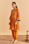 Buy_Sheetal Batra_Orange Velvet, Silk Embroidery, Pearls, Eira Choga Kurta And Dhoti Pant Set _Online_at_Aza_Fashions