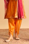 Sheetal Batra_Orange Velvet, Silk Embroidery, Pearls, Eira Choga Kurta And Dhoti Pant Set _at_Aza_Fashions
