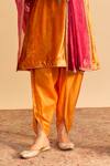 Buy_Sheetal Batra_Orange Velvet, Silk, Tissue Pearls, Sequins, Eira Choga Kurta Dhoti Pant Set 