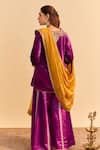 Shop_Sheetal Batra_Purple Velvet, Silk, Tissue Embroidery, Pearls, Aroob Kurta Sharara Set _at_Aza_Fashions