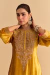 Sheetal Batra_Yellow Velvet, Silk, Tissue Pearls, Sequins, Aroob Kurta Sharara Set _at_Aza_Fashions