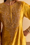 Buy_Sheetal Batra_Yellow Velvet, Silk, Tissue Pearls, Sequins, Aroob Kurta Sharara Set 