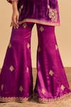 Buy_Sheetal Batra_Purple Velvet, Silk, Tissue Embroidery, Pearls, Nooren Short Kurta Palazzo Set _Online_at_Aza_Fashions