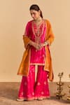 Shop_Sheetal Batra_Pink Velvet, Silk, Tissue Pearls, Sequins, Gota Patti, Nooren Kurta Palazzo Set _at_Aza_Fashions