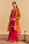 Sheetal Batra_Pink Velvet, Silk, Tissue Pearls, Sequins, Gota Patti, Nooren Kurta Palazzo Set _at_Aza_Fashions